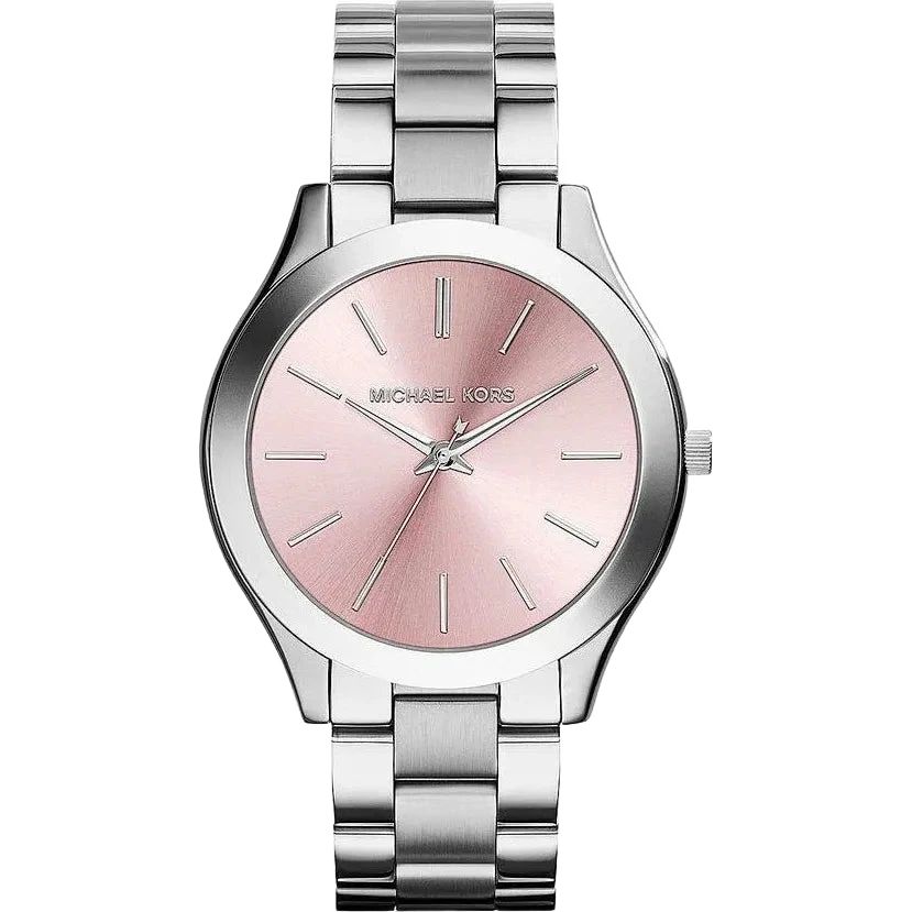 Michael Kors MK3380 Slim Runway Quartz Pink Dial Silver Stainless Steel Women’s Watch