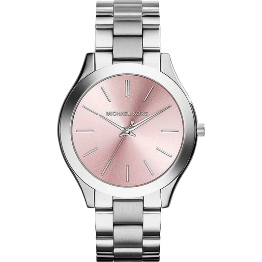 Michael Kors MK3380 Slim Runway Quartz Pink Dial Silver Stainless Steel Women’s Watch