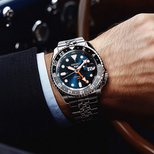 RARE New Seiko 5 Sports Special Edition Velocity Blue GMT Men's Watch SSK045K1