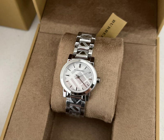 Burberry BU9233 Ladies The City Engraved Silver 26mm Watch