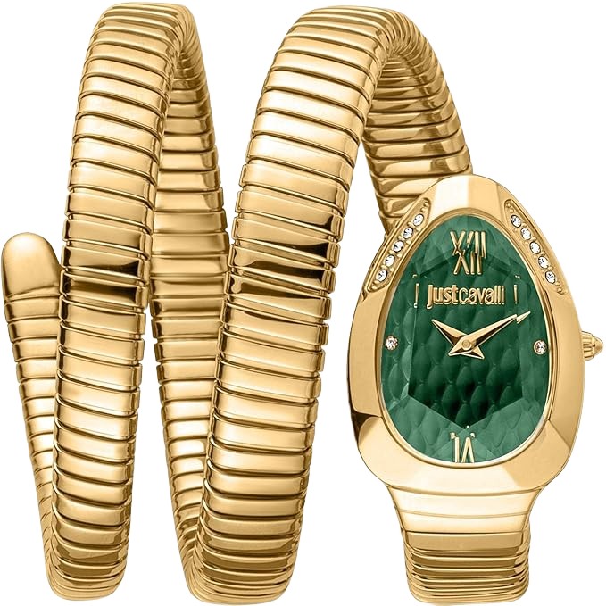 Just Cavalli JC1L224M0045 Women’s Analog Watch – Gold Stainless Steel with Green Dial