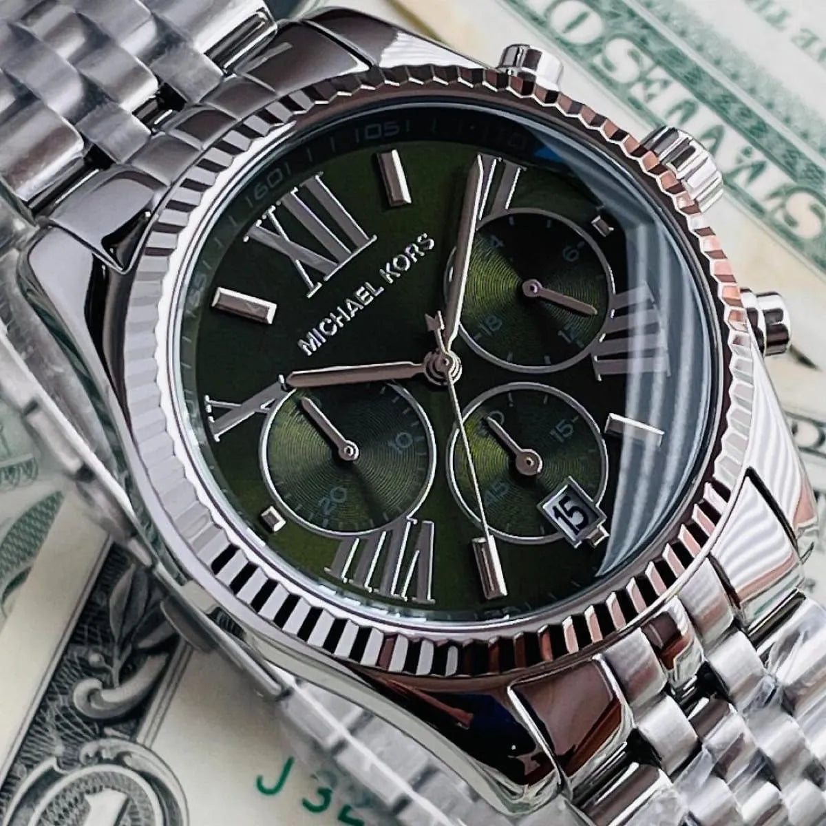 Michael Kors Lexington MK6222 Green Dial Stainless Steel Ladies Watch