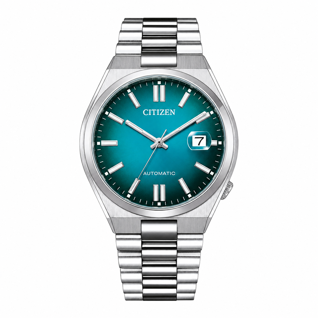 Citizen Automatic Gents Watch Lake Green Dial for Men, Analogue, Stainless Steel, Silver Strap - NJ0151-88X-Tsuyosa Collection