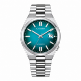Citizen Automatic Gents Watch Lake Green Dial for Men, Analogue, Stainless Steel, Silver Strap - NJ0151-88X-Tsuyosa Collection