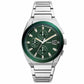 Fossil Men Everett Chronograph Green Dial Silver Steel Strap 42mm FS5964