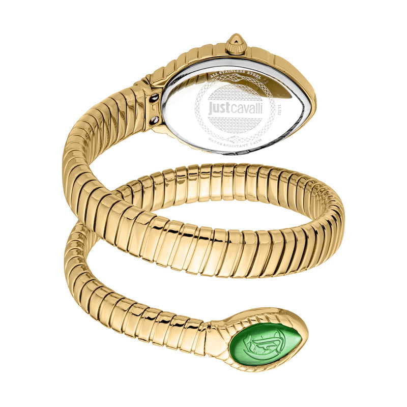 JC1L322M0035 Just Cavalli Women’s Gold Stainless Steel Snake Watch with Dark Green Dial
