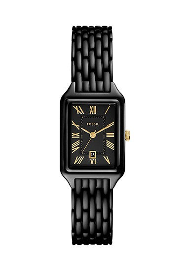 Fossil Raquel Three-Hand Date Black Stainless Steel Watch 23mm ES5385