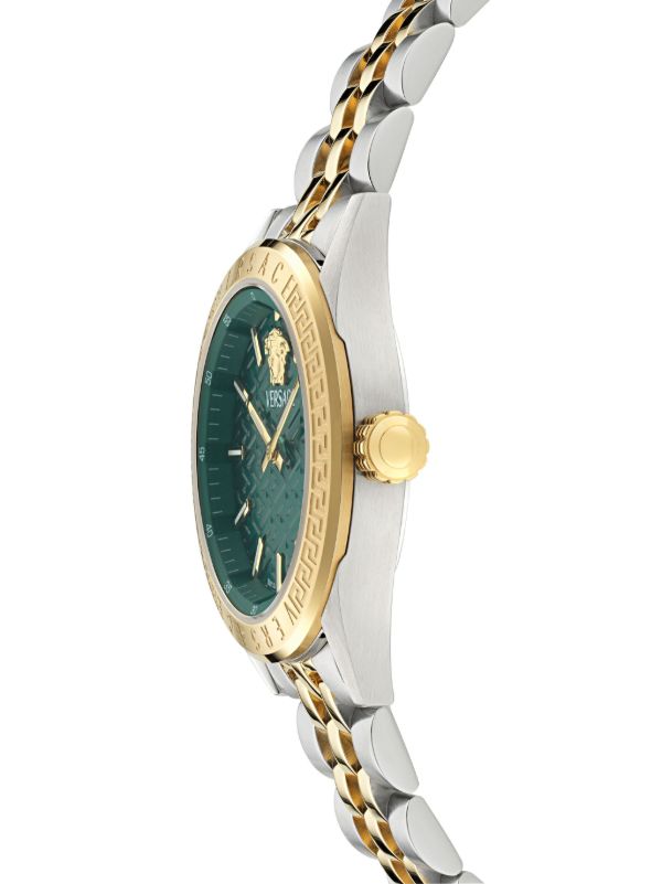 Versace V-Code Lady Quartz Watch, PVD Gold, Green, 36 mm, VE8I00424
