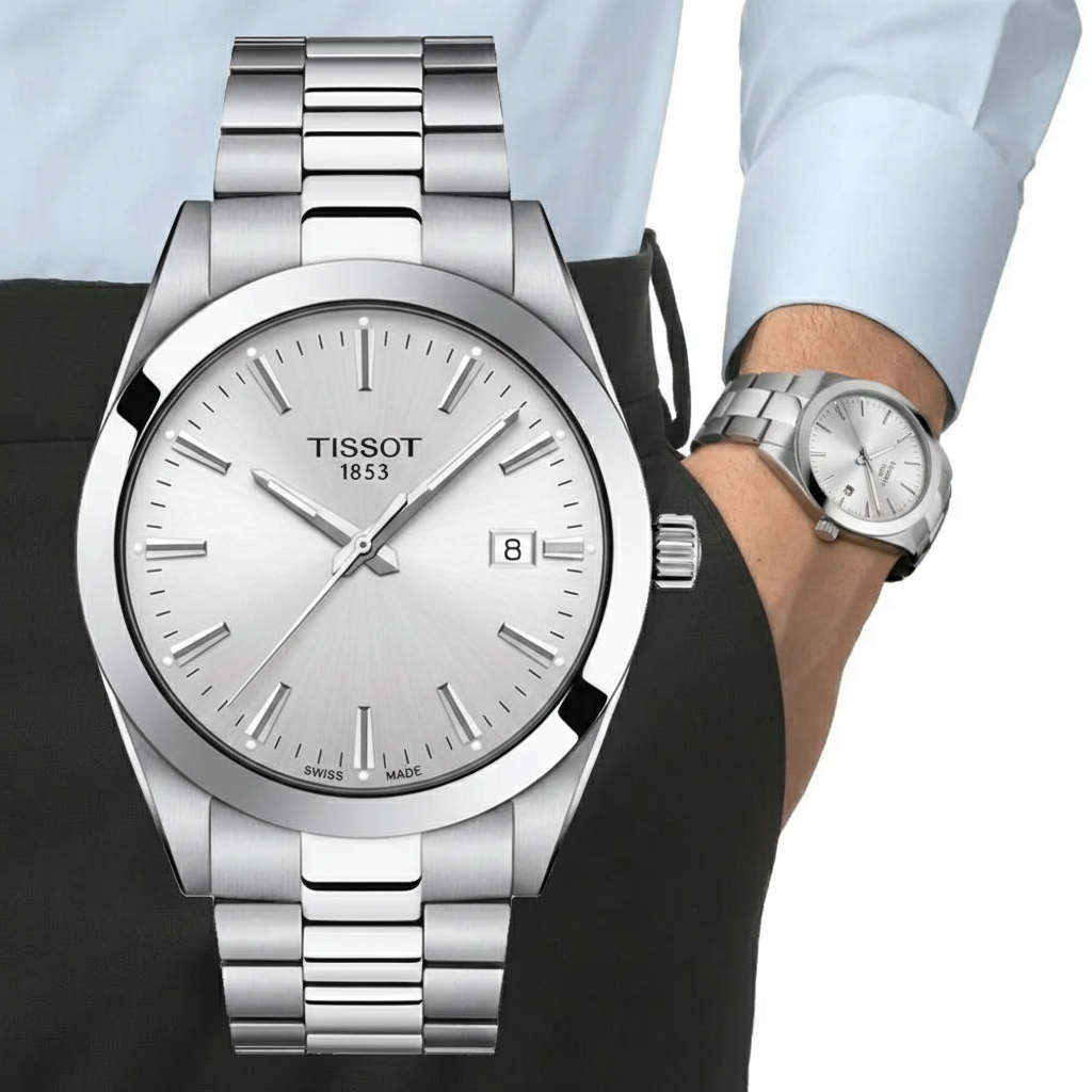 TISSOT GENTLEMEN SILVER DIAL QUARTZ MOVEMENT 40MM