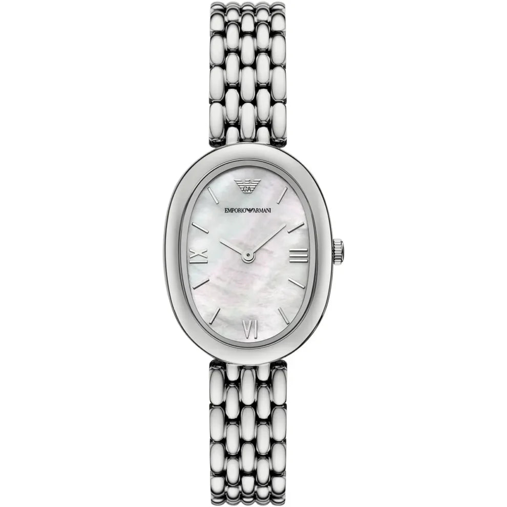 Emporio Armani Women's Watch, Silver/White Mother of Pearl AR11706