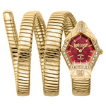Just Cavalli Mesmerizing Red Dal Gold Steel Strap Watch for Women | JC1L304M0035