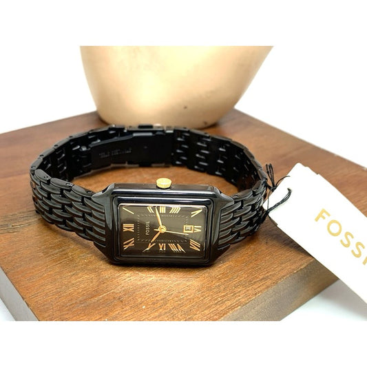 Fossil Raquel Three-Hand Date Black Stainless Steel Watch 23mm ES5385