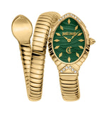 JC1L322M0035 Just Cavalli Women’s Gold Stainless Steel Snake Watch with Dark Green Dial